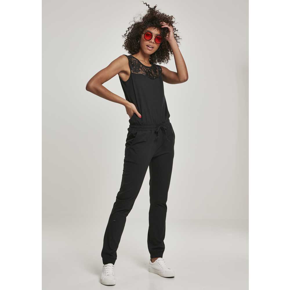 Urban Classics - Lace Block Jumpsuit - Noir
